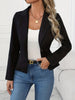 Women's Cropped Blazer, Lapel Collar Defined Waist Slim Fit Solid Color Suit Jacket for Work Office