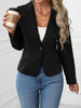 Women's Cropped Blazer, Lapel Collar Defined Waist Slim Fit Solid Color Suit Jacket for Work Office
