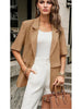 Women's Short Sleeve Blazer, Single Breasted Lapel Collar Loose Fit Suit Jacket for Work Office