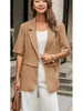Women's Short Sleeve Blazer, Single Breasted Lapel Collar Loose Fit Suit Jacket for Work Office