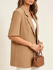 Women's Short Sleeve Blazer, Single Breasted Lapel Collar Loose Fit Suit Jacket for Work Office