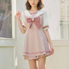 Japanese Gothic Y2k Lolita Plaid Dress Shorts Set Women Sweet Bow Sailor Collar Puff Sleeve Party Dresses Female A-Line Dress