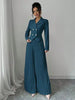 Women's Elegant Long Sleeve Solid Color Polyester Pants with Buttons for Summer in Black White Red
