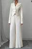 Women's Elegant Long Sleeve Solid Color Polyester Pants with Buttons for Summer in Black White Red