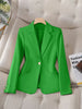 Women's Regular Fit Polyester Solid Color Suit Collar Long Sleeve One Button Blazer with Pockets Elegant Office Wear in Apricot
