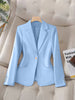 Women's Regular Fit Polyester Solid Color Suit Collar Long Sleeve One Button Blazer with Pockets Elegant Office Wear in Apricot