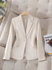 Women's Regular Fit Polyester Solid Color Suit Collar Long Sleeve One Button Blazer with Pockets Elegant Office Wear in Apricot