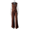 Women's Solid Color Polyester Striped Sleeveless Pants Two Piece Set with Wide Leg Pants for Street Style Spring in Black