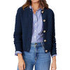 Women's Regular Fit Round Neck Long Sleeve Hooded Grid Cardigan with Buttons Cotton Polyester Yarn for Summer in Apricot Black