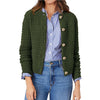 Women's Regular Fit Round Neck Long Sleeve Hooded Grid Cardigan with Buttons Cotton Polyester Yarn for Summer in Apricot Black