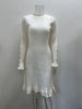 Women's Ribbed Knit Sweater Dress, Long Sleeves, Crew Neck and Fishtail Hem