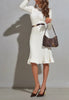 Women's Ribbed Knit Sweater Dress, Long Sleeves, Crew Neck and Fishtail Hem