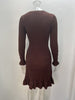 Women's Ribbed Knit Sweater Dress, Long Sleeves, Crew Neck and Fishtail Hem