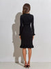 Women's Ribbed Knit Sweater Dress, Long Sleeves, Crew Neck and Fishtail Hem