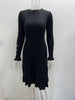 Women's Ribbed Knit Sweater Dress, Long Sleeves, Crew Neck and Fishtail Hem