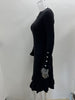 Women's Ribbed Knit Sweater Dress, Long Sleeves, Crew Neck and Fishtail Hem