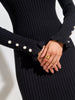 Women's Ribbed Knit Sweater Dress, Long Sleeves, Crew Neck and Fishtail Hem