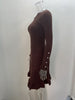Women's Ribbed Knit Sweater Dress, Long Sleeves, Crew Neck and Fishtail Hem