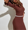 Women's Ribbed Knit Sweater Dress, Long Sleeves, Crew Neck and Fishtail Hem