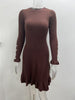 Women's Ribbed Knit Sweater Dress, Long Sleeves, Crew Neck and Fishtail Hem