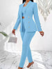Women's Solid Color Roman Cotton Suit Set for Office Style in Red Summer Two Piece Outfit