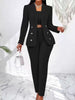 Women's Solid Color Roman Cotton Suit Set for Office Style in Red Summer Two Piece Outfit