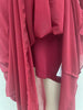 Women's Long Dress, Sheer Long Sleeves, Round Neck and Flowing Panel Overlay