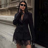 Women's Waist Slim Fit Polyester Solid Color Suit Collar Two Button Office Style Blazer for Winter in White