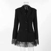 Women's Waist Slim Fit Polyester Solid Color Suit Collar Two Button Office Style Blazer for Winter in White