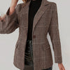 Women's Slim Fit One Button Polyester Plaid Lapel Elegant Blazer Jacket for Business Office Work in Spring