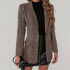 Women's Slim Fit One Button Polyester Plaid Lapel Elegant Blazer Jacket for Business Office Work in Spring