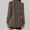 Women's Slim Fit One Button Polyester Plaid Lapel Elegant Blazer Jacket for Business Office Work in Spring