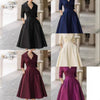 Women's Fit-and-Flare Dress, Lapel Neckline, Three-Quarter Sleeves and Defined Waist