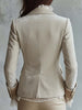 Women's Irregular Fit Lapel Two Button Polyester Print Blazer Long Sleeves with Pockets for Autumn Western Style in White