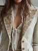 Women's Irregular Fit Lapel Two Button Polyester Print Blazer Long Sleeves with Pockets for Autumn Western Style in White