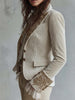 Women's Irregular Fit Lapel Two Button Polyester Print Blazer Long Sleeves with Pockets for Autumn Western Style in White