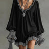 Women's Mini Dress, Ruffle-Trim Neckline and Hem with Long Sleeves