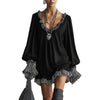 Women's Mini Dress, Ruffle-Trim Neckline and Hem with Long Sleeves