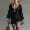 Women's Mini Dress, Ruffle-Trim Neckline and Hem with Long Sleeves