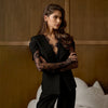 Women's Slim Fit Lace Solid Color V Neck One Button Western Style Jacket for Winter in White