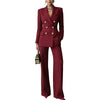 Women's Winter Polyester Solid Color Western Style Button Pants for Professional Office Wear in Brown