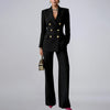 Women's Winter Polyester Solid Color Western Style Button Pants for Professional Office Wear in Brown