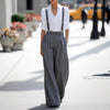 Women's Woven Fabric Solid Color Adjustable Removable Strap Casual Pants with Pockets for Daily Office Work Spring in Overalls Style
