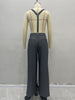 Women's Woven Fabric Solid Color Adjustable Removable Strap Casual Pants with Pockets for Daily Office Work Spring in Overalls Style