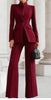 Women's Polyester Solid Color Long Pants for Autumn in White Red Brown