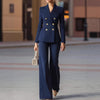 Women's Stripe Polyester Suit Set Slim Fit Long Sleeve Waist Design Office Style for Autumn in White Apricot Brown