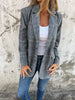 Women's Houndstooth Blazer, Notched Lapels, Long Sleeves and Button Front