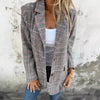 Women's Houndstooth Blazer, Notched Lapels, Long Sleeves and Button Front