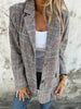 Women's Houndstooth Blazer, Notched Lapels, Long Sleeves and Button Front