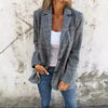 Women's Houndstooth Blazer, Notched Lapels, Long Sleeves and Button Front
